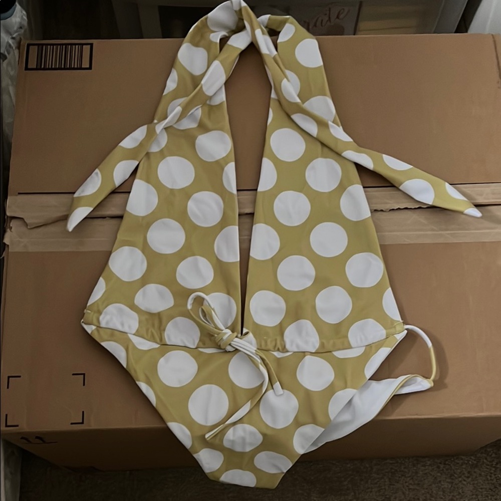 Yellow Polka Dot Halter Swimsuit